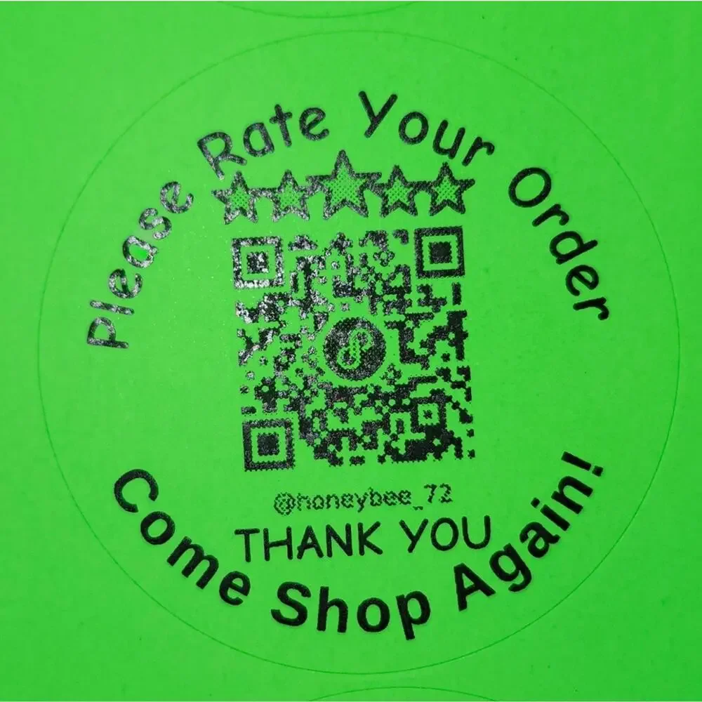 QR Labels NEON Thank You / Rate Your Order - Set of 48 - 2 sheets of 24 NWT